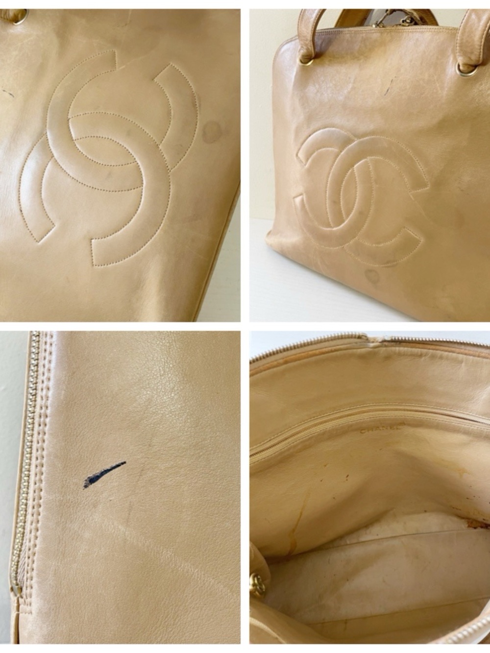 Chanel beige leather vintage for restoration AS IS - Picture 7 of 16